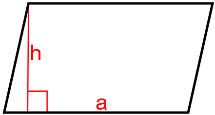 area av ett parallellogram givet dess höjd och sida
