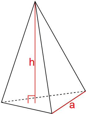 Beräkna volymen av en vanlig triangulär pyramid med höjden och sidan av basen.